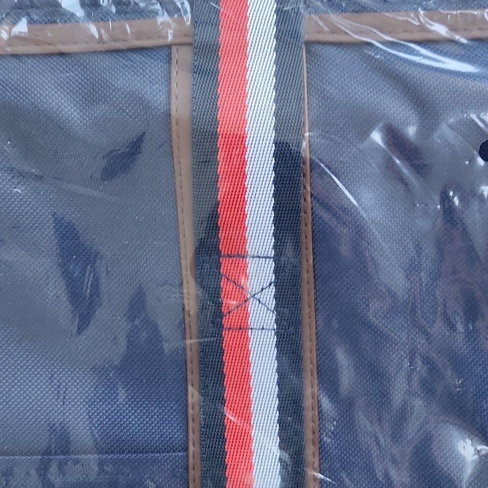 Navy and Brown Tote Bag, 19"x16"x 8", New - Picture 3 of 6